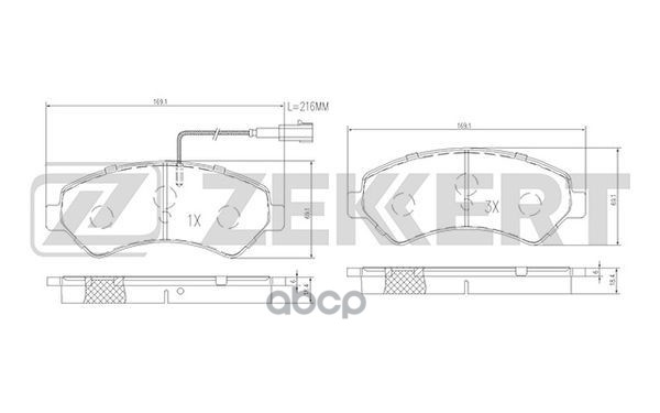 Колодки торм. диск. передн. с датчиком Citroen Jumper (250) 06-  Fiat Ducato (250) 06-  Peugeot Boxe Zekkert арт. bs-1471