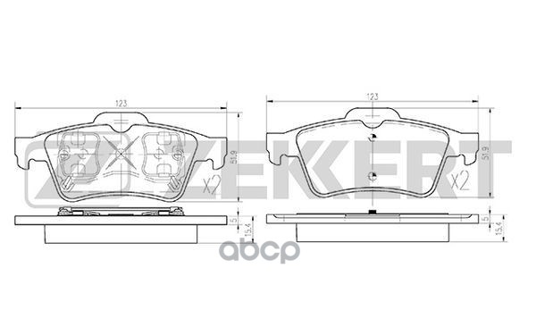 Колодки торм. диск. задн. Ford Tourneo Connect 02-  Nissan Primera (P11 P12) 02-  Renault Laguna II Zekkert арт. bs-1474