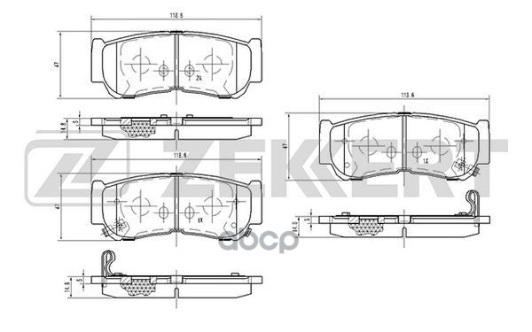 Колодки торм. диск. задн. Hyundai H-1/Starex 01-  H-1 03-  Santa Fe II 06- Zekkert арт. bs-1810