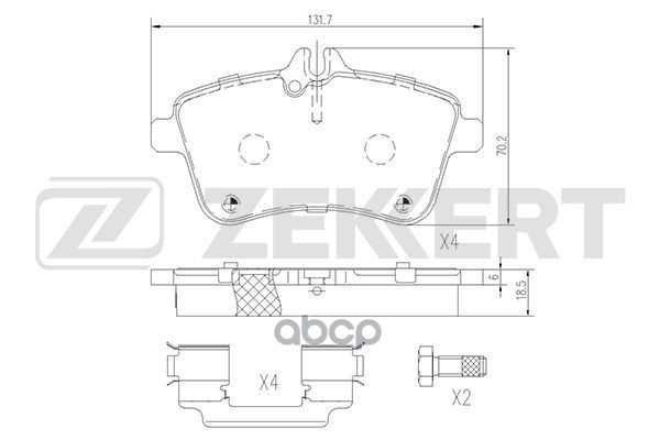 Колодки торм. диск. передн. MB A-Class (W169) 04-  B-Class (W245) 05- Zekkert арт. bs-1831