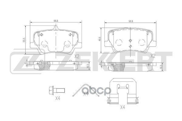 Колодки торм. диск. задн. Volvo XC40 17-  Geely Tugella 19- Zekkert арт. bs-1843