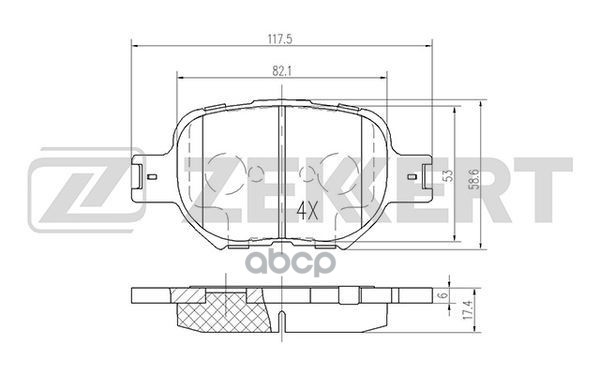 Колодки торм. диск. передн. Toyota Celica (T230) 99-  Corolla (E120) 01-  Corolla Verso (E120) 01- Zekkert арт. bs-1864