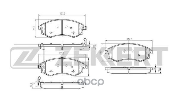 Колодки торм. диск. передн. Daewoo Korando (KJ) 04-  Musso (FJ) 99-  SsangYong Korando 02-  Musso 00 Zekkert арт. bs-2067