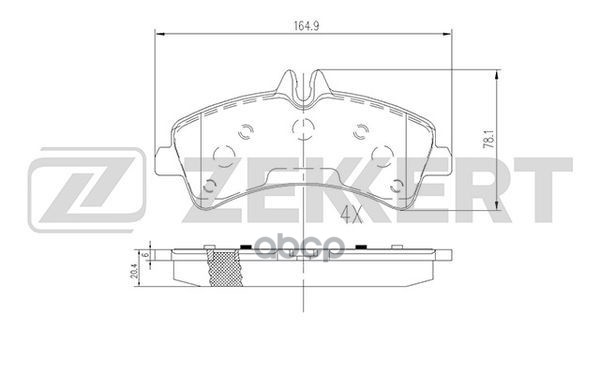 Колодки торм. диск. задн. MB Sprinter 4 6-t (906) 06-  Sprinter 5-t (906) 06-  VW Crafter 30-35 06- Zekkert арт. bs-2185