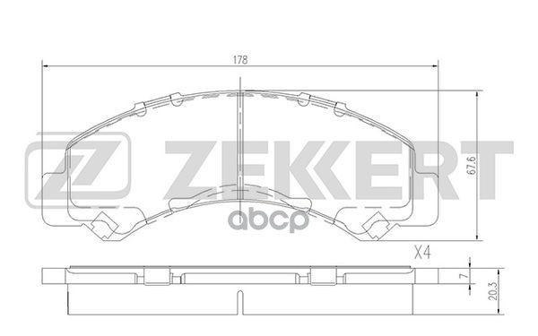 Колодки торм. диск. передн. Isuzu Elf  02-  Mazda Titan V 04-  Toyota Dyna (U60-U500) 01-  Dyna 200 Zekkert арт. bs-2377