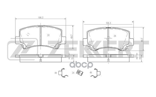 Колодки торм. диск. передн. Suzuki Wagon R+ (EM) 98-  Chery QQ6 06- Zekkert арт. bs-2436
