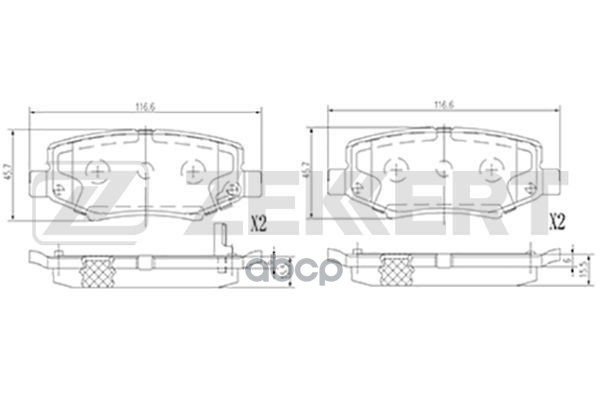 Колодки торм. диск. задн. Dodge Nitro 07-  Jeep Cherokee IV 07-  Wrangler II  III 06- Zekkert арт. bs-2447