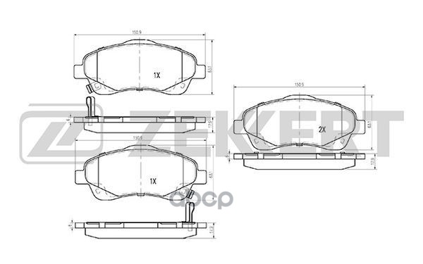 Колодки торм. диск. передн. Toyota Avensis (T250) 03-  Corolla Verso (R10 E120) 04- Zekkert арт. bs-2711