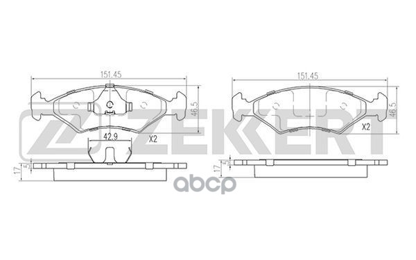 Колодки торм. диск. передн. Ford Escort III-V 80-  Fiesta I-V 81-  Mondeo III 00-  Puma 97-  Scorpio Zekkert арт. bs-2853