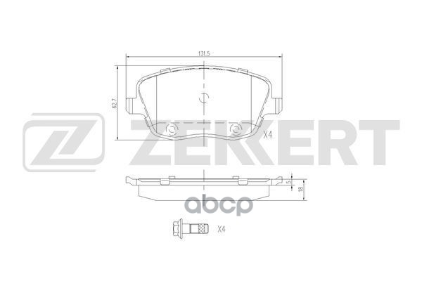 Колодки торм. диск. передн. Seat Ibiza III 02-  Skoda Fabia (6Y3 6Y5) 00-  VW Polo IV 01- Zekkert арт. bs-2903
