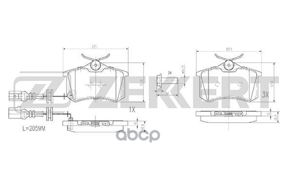 Колодки торм. диск. задн. с датчиком Seat Ibiza III 02-  Skoda Fabia (6Y3 6Y5) 00-  VW Polo IV 01- Zekkert арт. bs-2917