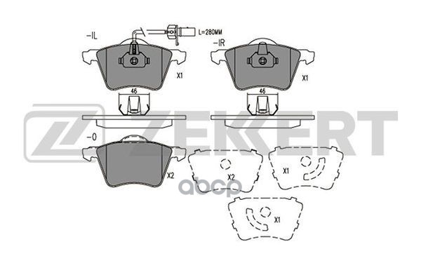 Колодки торм. диск. передн. с датчиком Ford Galaxy 01-  Seat Alhambra 96-  VW Sharan 95- Zekkert арт. bs-2925