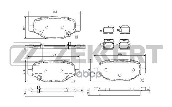 Колодки торм. диск. задн. Dodge Caravan 12-  Grand Caravan 11-  Ford Edge 14-  Explorer V 11-  Tauru Zekkert арт. bs-3023