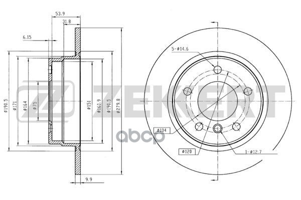 Диск торм. задн. BMW 3 (E36  E46) 90- Zekkert арт. bs-5002