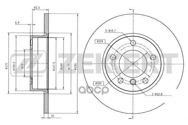 Диск торм. перед. BMW 3 (E36) 90- Zekkert арт. bs-5003