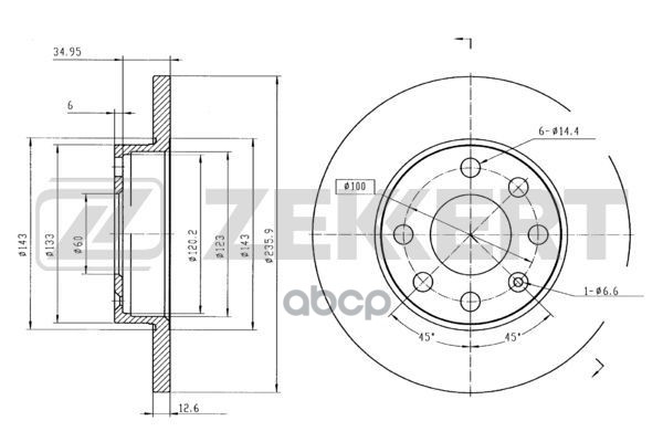 Диск торм. перед. Opel Ascona C 81  Astra F 91-  Corsa A 82-  Opel Kadett E 73-  Vectra A 88- Zekkert арт. bs-5033