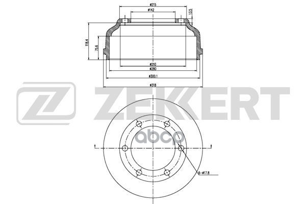 Барабан Торм. Задн. Ford Transit Iv  V 91-  Tourneo 94- Zekkert арт. bs-5064