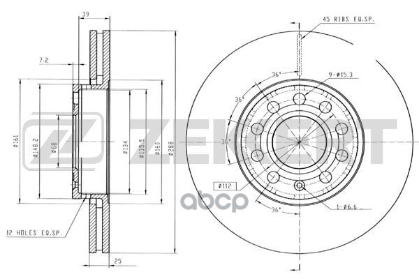 Диск торм. перед. Audi 100 90-  A4 I-III 95-  A6 I  II 94-  Skoda Superb (3U) 01-  VW Passat V 96- ( Zekkert арт. bs-5083