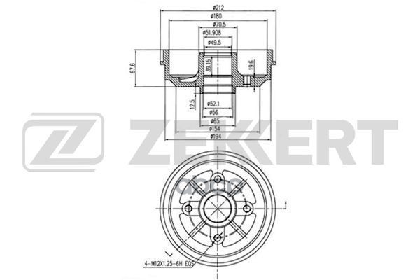 Барабан торм. задн. Citroen Saxo 96-  Peugeot 106 I  II 91-  206 98- Zekkert арт. bs-5091