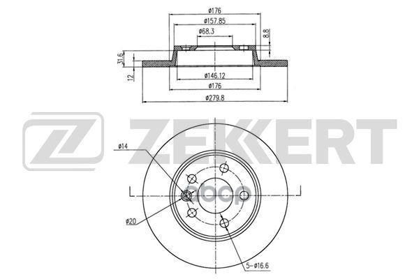 Диск торм. задн. VW Transporter IV 90- Zekkert арт. bs-5094