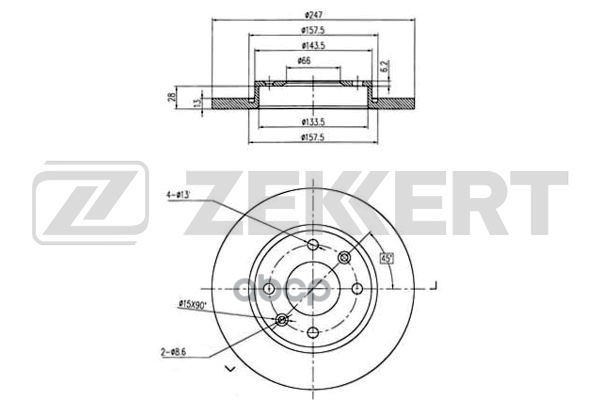 Диск торм. перед. Citroen Xsara 97-  Peugeot 206  306 93- Zekkert арт. bs-5117