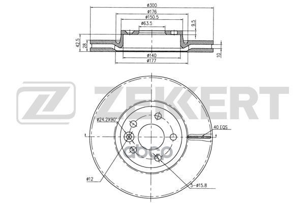 Диск торм. перед. Ford Galaxy II 06-  Mondeo IV 07-  Land Rover Freelander 2 06-  Volvo S60 II 10- Zekkert арт. bs-5125
