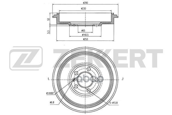 Барабан торм. задн. Skoda Octavia (1U_  1Z_) 96-  Roomster (5J) 06-  VW Polo V 09- Zekkert арт. bs-5155
