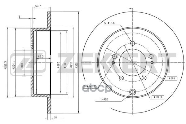 Диск торм. задн. Citroen C-Crosser 07-  Mitsubishi Outlander II 06-  Peugeot 4007 07- Zekkert арт. bs-5158