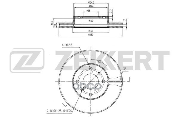 Диск торм. перед. Nissan Almera (N16) 00-  Primera (W10  P11  WP11) 96- Zekkert арт. bs-5177