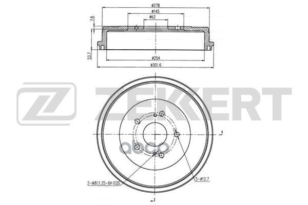 Барабан торм. задн. Suzuki Grand Vitara I  II 98- Zekkert арт. bs-5188