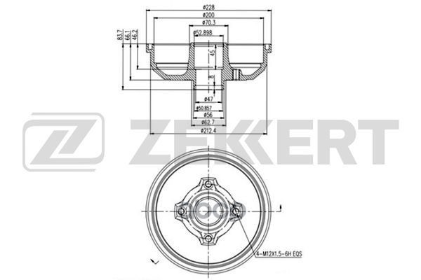 Барабан торм. задн. Opel Corsa C 00- Zekkert арт. bs-5208