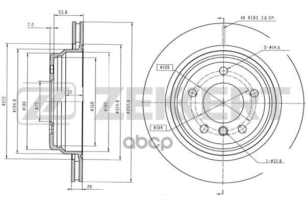 Диск торм. задн. BMW 5 (E39) 95- Zekkert арт. bs-5210