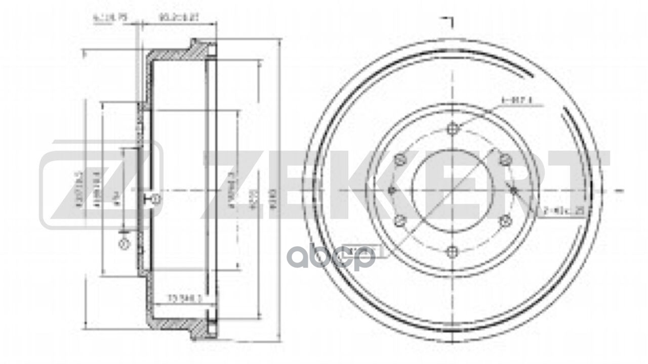 Барабан тормозной задний Mitsubishi Pajero Sport II 08-  L200 III 05- (с покрытием) Zekkert арт. bs-5272b