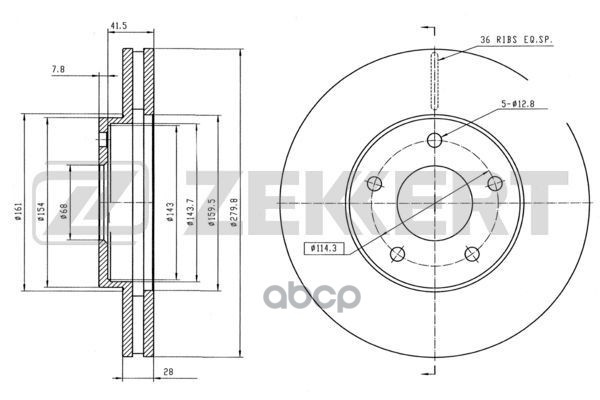 Диск торм. перед. Nissan Almera Tino (V10) 00-  Maxima (A32  A33) 97-  Primera (P12  WP12) 02-  X-Tr Zekkert арт. bs-5325
