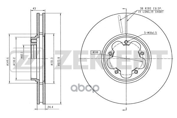 Диск торм. перед. Ford Transit VI 00- Zekkert арт. bs-5346