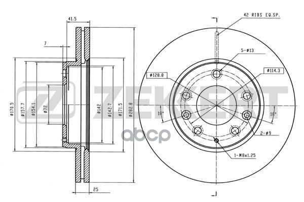 Диск торм. перед. Mazda 6 I 02- (с покрытием) Zekkert арт. bs-5389b