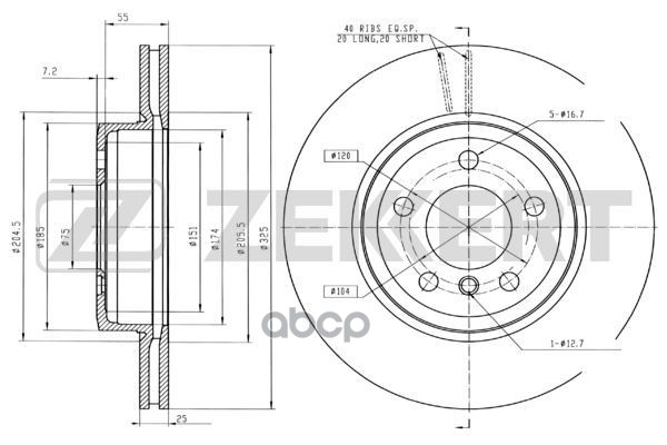 Диск торм. перед. BMW X3 (E83) 03- Zekkert арт. bs-5410