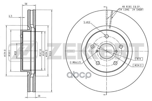 Диск торм. перед. Subaru Tribeca (B9) 05- Zekkert арт. bs-5418