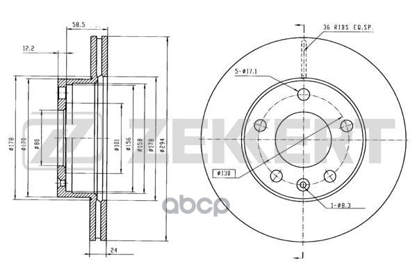 Диск торм. перед. LDV Maxus 05- Zekkert арт. bs-5423