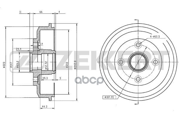 Барабан Торм. Зад. Ford Focus 00- Zekkert арт. bs-5451