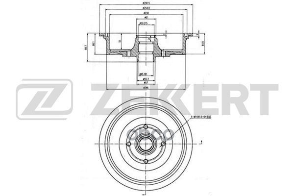 Барабан Торм. Задн. Audi 80 91-  100 79- Zekkert арт. bs-5452