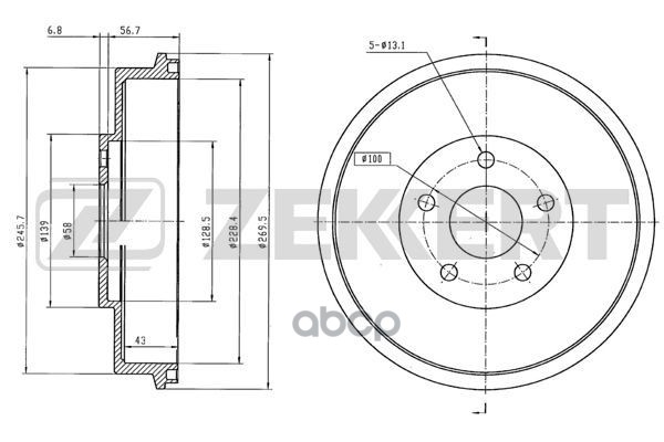 Барабан торм. задн. Subaru Impreza (GFC  GC  GD  GG  GF) 93-  Forester (SF  SG) 97- (для автомобилей Zekkert арт. bs-5459