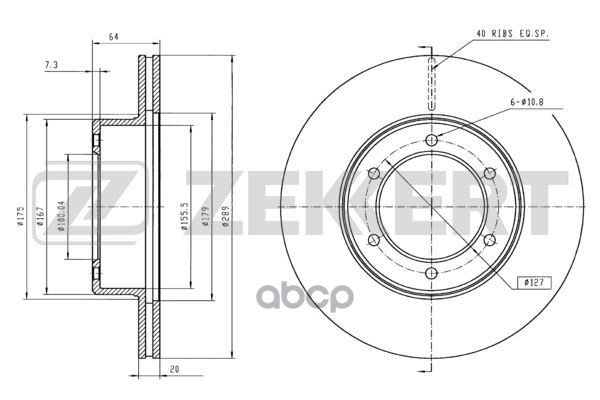 Диск торм. перед. Great Wall Safe 02-  Toyota 4Runner (N10  N50  N60  N70) 87-  Hilux (N_)  88- Zekkert арт. bs-5501