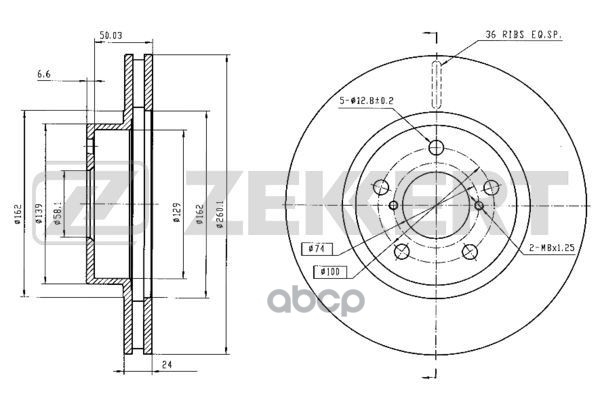Диск торм. перед. Subaru Impreza (GFC  GC  GD  GG) 93-  Legacy (BC  BJF  BD  BG  BE  BH) 89- Zekkert арт. bs-5504