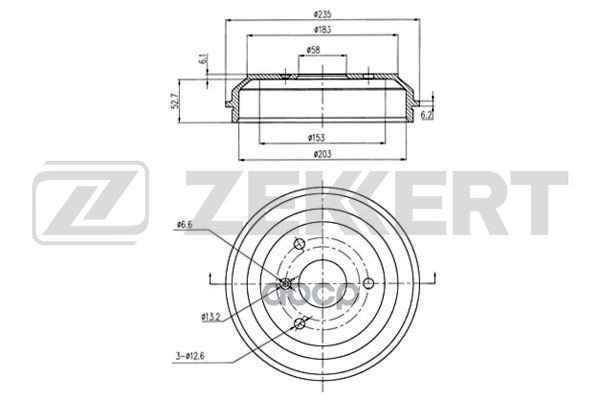 Барабан торм. задн. Smart City-Coupe (450) 98-  Fortwo (450) 04-  Roadster (452) 03- Zekkert арт. bs-5569
