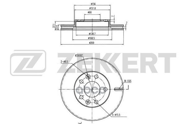 Диск торм. перед. Renault Duster 12- Zekkert арт. bs-5594