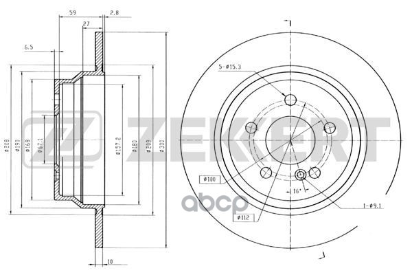Диск торм. задн. MB CLS (218) 11-  E-Class (211  212) 02- Zekkert арт. bs-5598