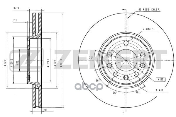 Диск торм. перед. Opel Vectra C 02-  Signum 03-  Saab 9-3 (YS3F) 02- (внешний D=314мм  толщина 28мм) Zekkert арт. bs-5605