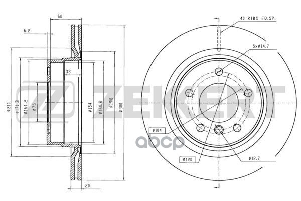 Диск торм. задн. BMW 1 (E81 E82 E87 E88 F20 F21) 04-  2 (F22) 13-  3 (E90-E93  F30  F31  F34  F80) Zekkert арт. bs-5609