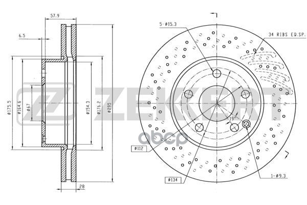 Диск торм. перед. MB C-Class (204) 07- (с покрытием) Zekkert арт. bs-5625b